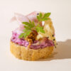 Sandwich with braised pork and red cabbage cream