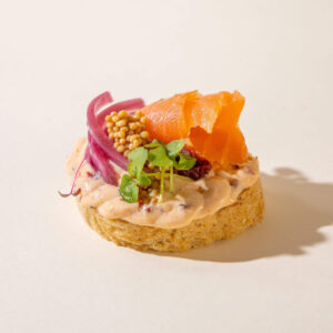 Smoked salmon and Mediterranean cream cheese sandwich