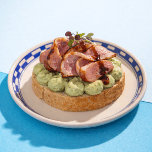 Omlós kacsamell, wasabis krémsajt szendvics